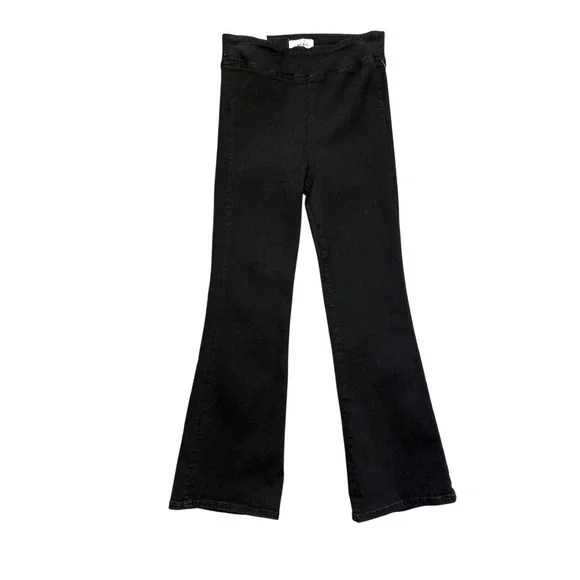 FRAME Jetset Crop Mini Boot Jeans Sheen Noir Black High Rise JCMB631 Size 2 NEW - Picture 2 of 9